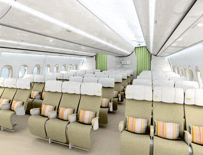 Interior View Of Airbus A350 Airline Seating XWB Extra Wide Body
