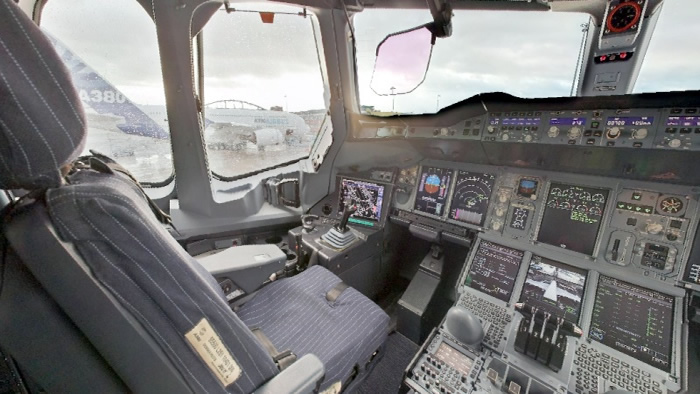Airbus A380 Left Seat Cockpit photo