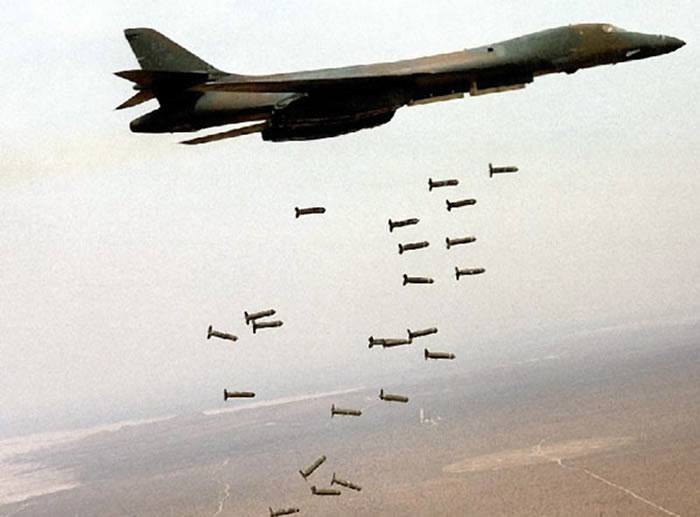 B-1B Bomber Dropping Bombs