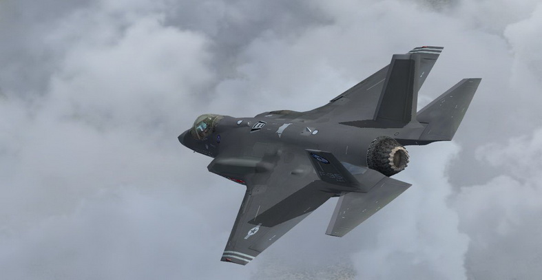 f-35 jsf fighter jet in the clouds