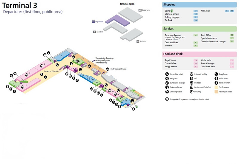 Heathrow Airport Terminal 3 Departures Map