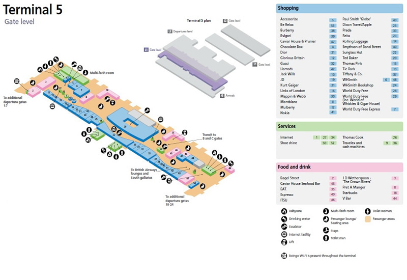 Heathrow Airport Terminal 5 Gate Level Map
