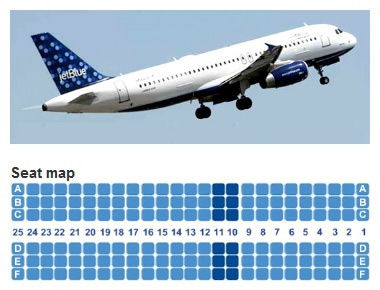 jetblue airways airbus a320 jet aircraft seating layout chart