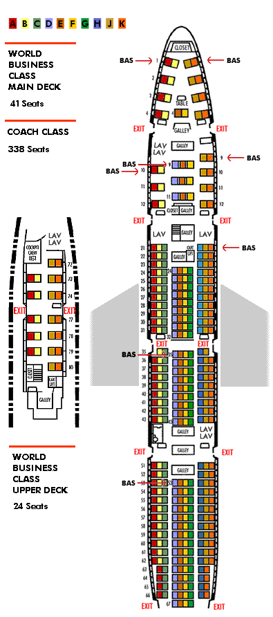 northwest airlines boeing 747-400 seating map aircraft chart
