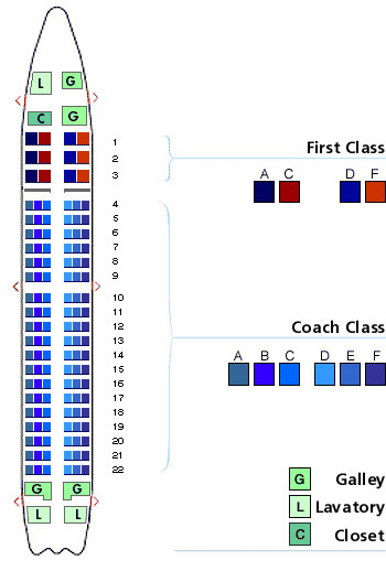 us airways boeing 737-300 jet seating map aircraft chart