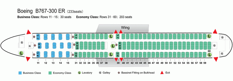 AIR CHINA AIRLINES BOEING 767-300ER AIRCRAFT SEATING CHART