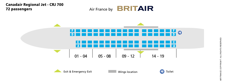 AIR FRANCE AIRLINES CRJ 700 AIRCRAFT SEATING CHART