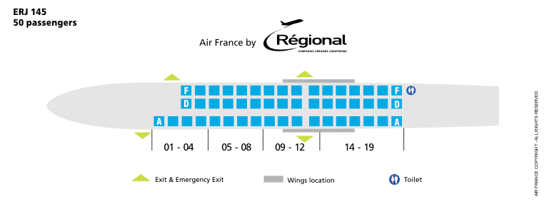 AIR FRANCE AIRLINES ERJ 145 AIRCRAFT SEATING CHART