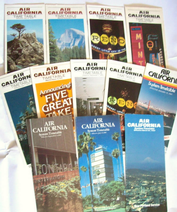 vintage airline timetable for Air California Airlines