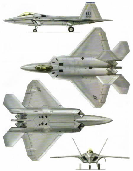 4 picture view of f22 raptor