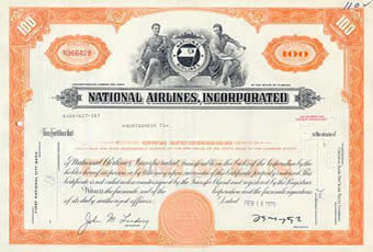 national airlines stock certificate