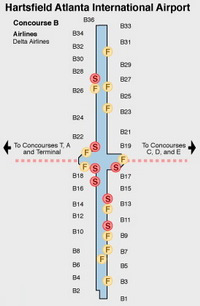 Atlanta Hartsfield International Airport Concourse B Map For Delta Airlines