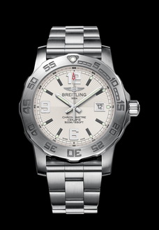 silver and white breitling watch