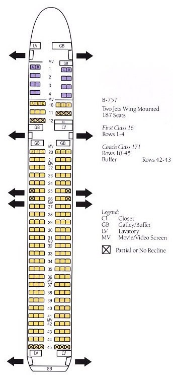 Boeing Seating Chart 757 - Seat Map Boeing 757 200 American Airli...