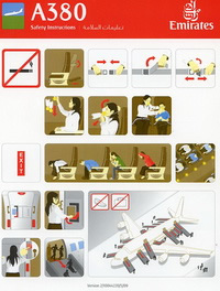 Emirates Airbus A380 Safety Card