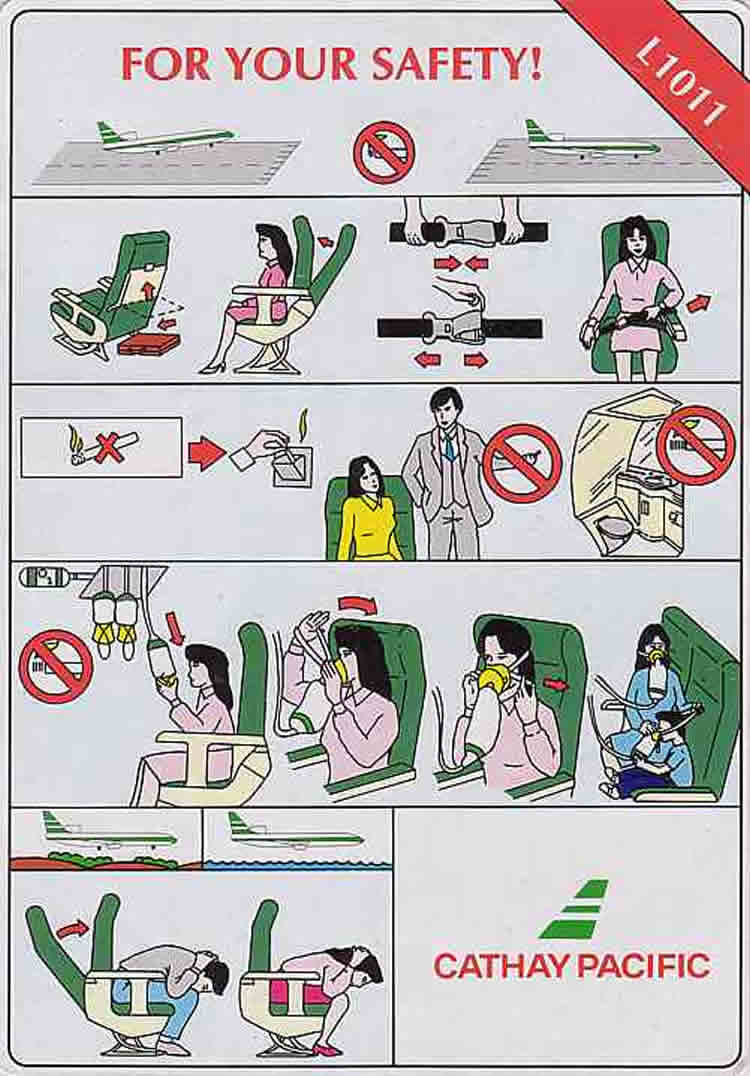 Cathay Pacific Lockheed l1011 super tristar airline safety card
