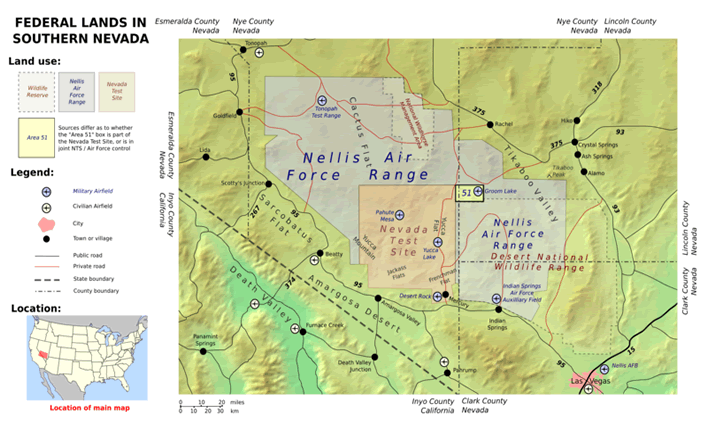 area 51 map and locations of all military bases in nevada