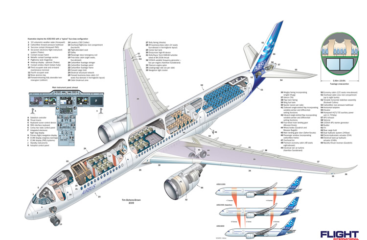 Airbus A350 Widebody Aircraft Schematic
