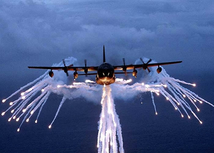 Lockheed C-130 Deploying Flares