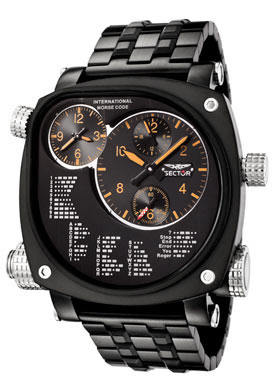 Sector R3253907025 Men's Compass Chronograph International Morse Code Black Stainless Steel PILOTS AVIATION watch
