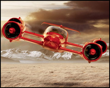 red flying car