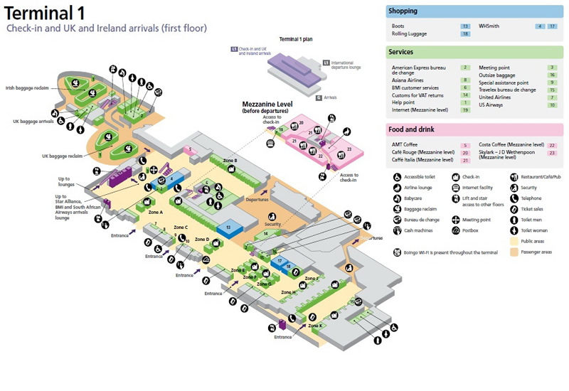 Heathrow Airport Terminal 1 Check-In Map