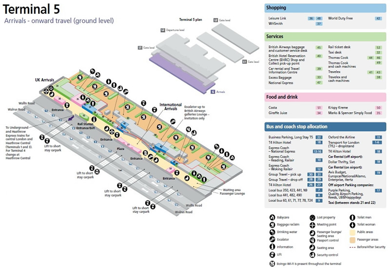 Heathrow Airport Terminal 5 Arrivals Map