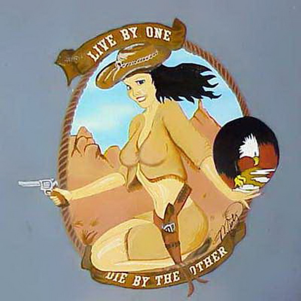 live by one die by the other airplane nose art
