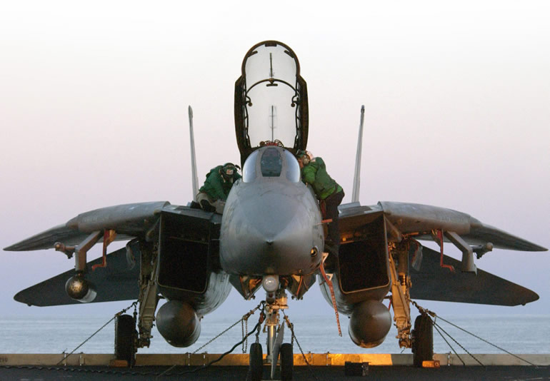 F-14 Being checked over for a flight in southern Iraq