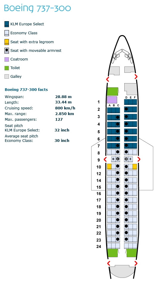 klm royal dutch airlines boeing 737-300 aircraft cabin seating