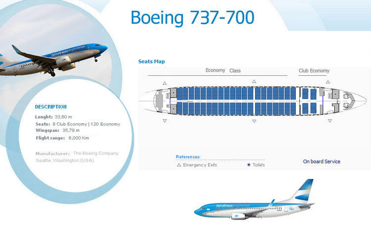 AEROLINEAS ARGENTINA AIRLINES BOEING 737-700 AIRCRAFT SEATING CHART