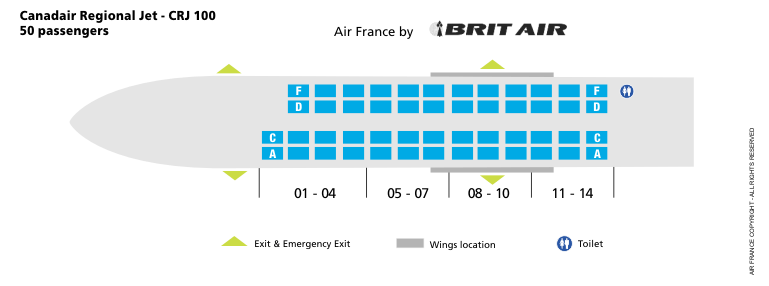 AIR FRANCE AIRLINES CRJ 100 AIRCRAFT SEATING CHART