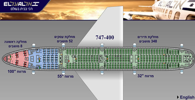EL AL ISRAEL AIRLINES BOEING 747-400 AIRCRAFT SEATING CHART