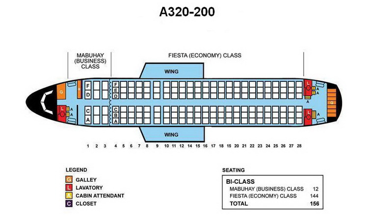 PHILIPPINE AIRLINES AIRBUS A330-200 AIRCRAFT SEATING CHART