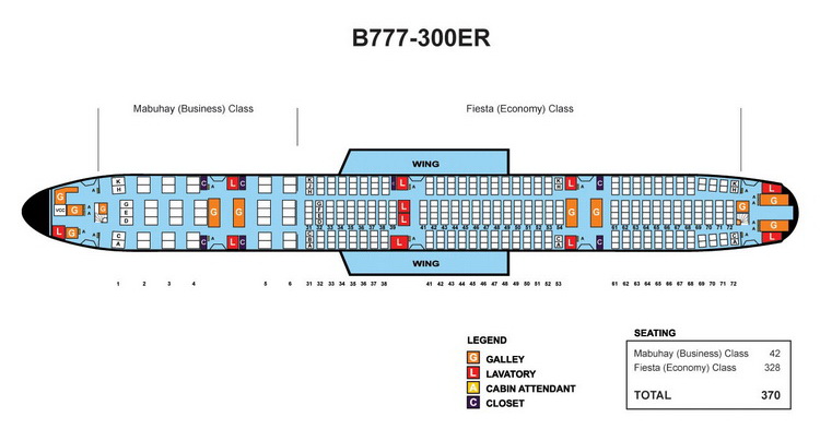 PHILIPPINE AIRLINES BOEING 777-300ER AIRCRAFT SEATING CHART