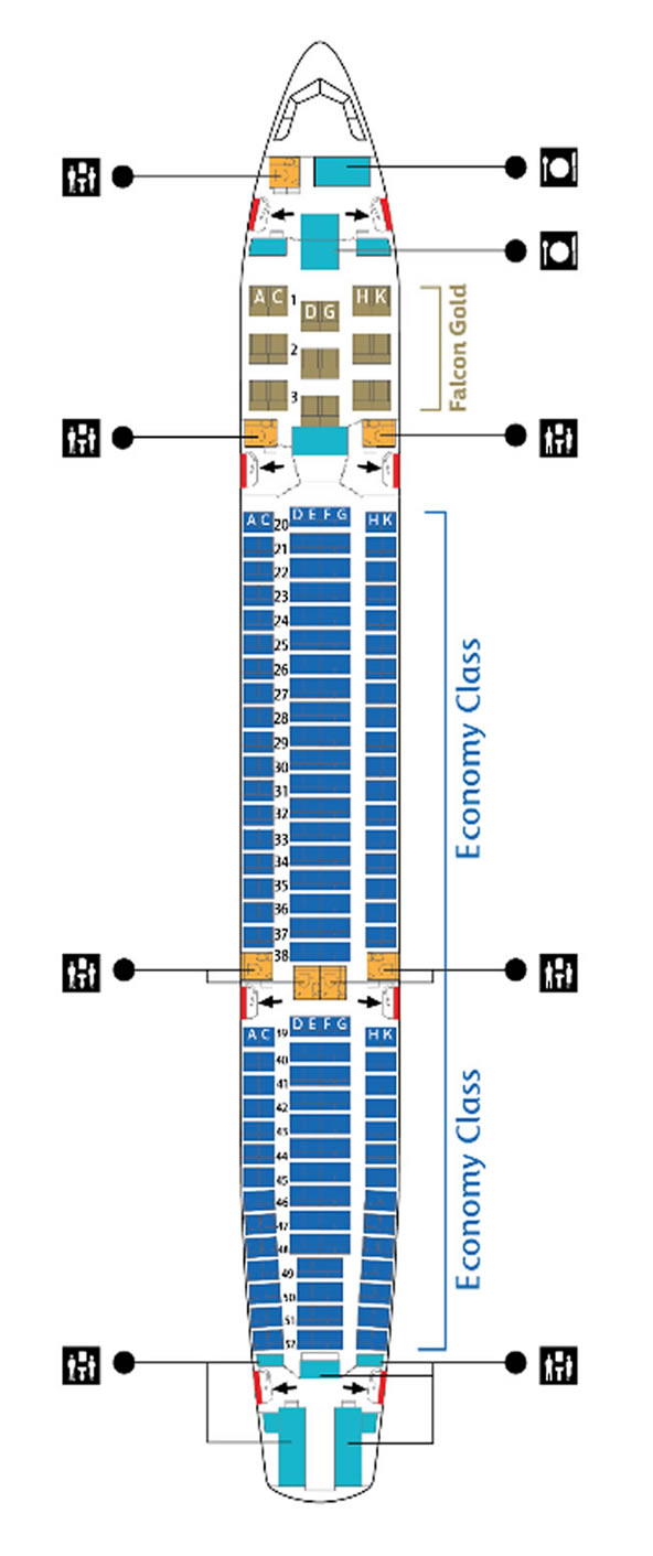 GULF AIR AIRLINES AIRBUS A330-200 AIRCRAFT SEATING CHART