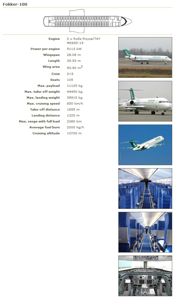 MOLDAVIAN AIRLINES FOKKER 100 AIRCRAFT SEATING CHART