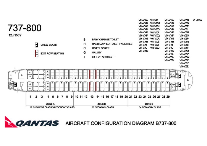 QANTAS AIRLINES BOEING 737-800 AIRCRAFT SEATING CHART