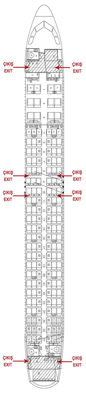 TURKISH AIRLINES AIRBUS A320 AIRCRAFT SEATING CHART