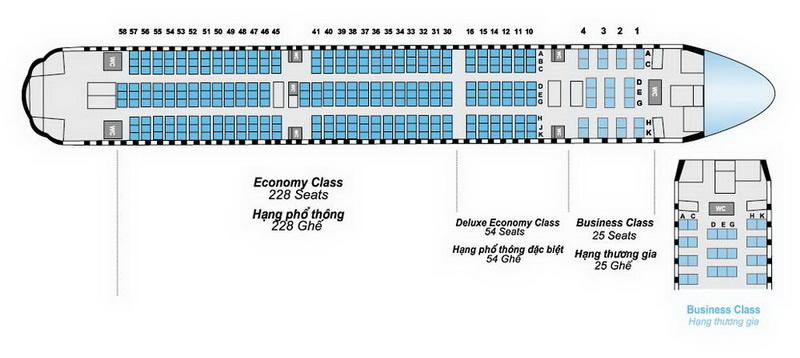 VIETNAM AIRLINES BOEING 777-200ER AIRCRAFT SEATING CHART