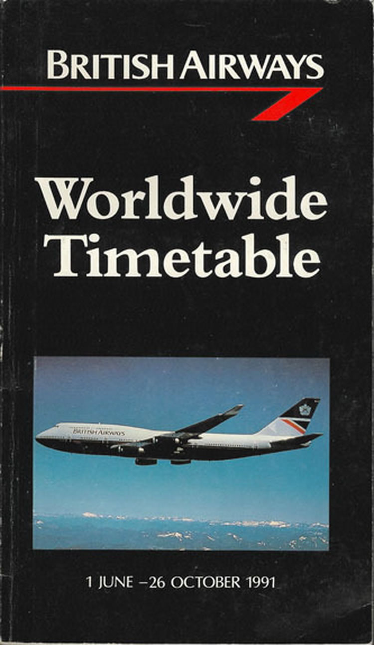 vintage airline timetable for British Airways