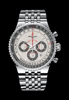 silver breitling aviator watch