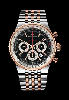 gold white and silver breitling watch