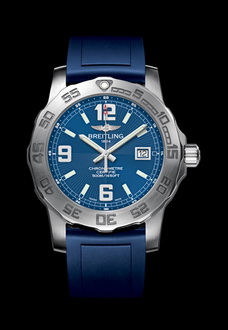 blue and silver breitling watch