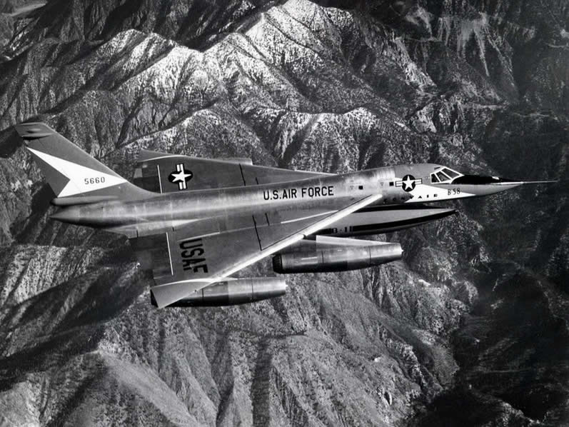 The Convair B-58 Bomber In Flight