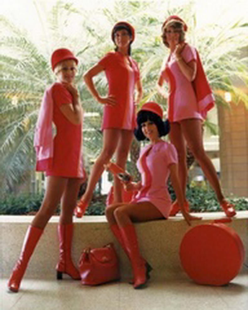 flight attendants in pink!