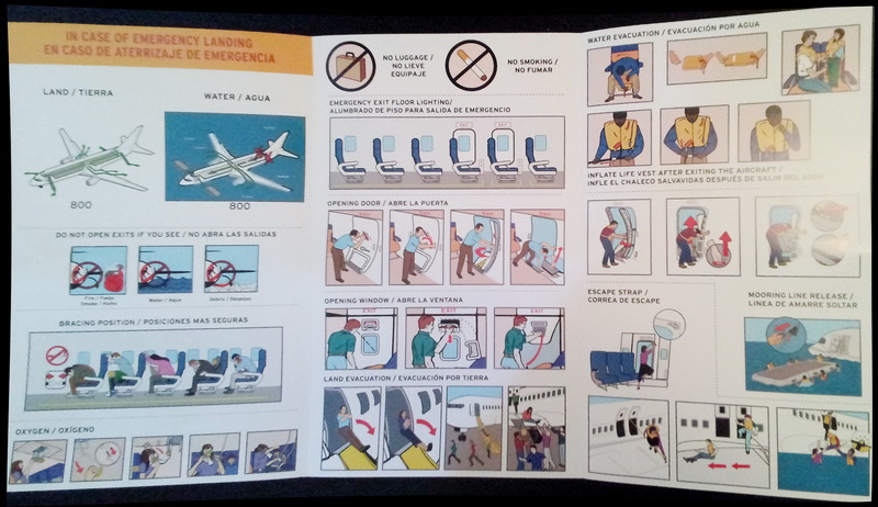 southwest airlines boeing 737-800 safety card inside