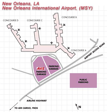 msy new orleans airpot map